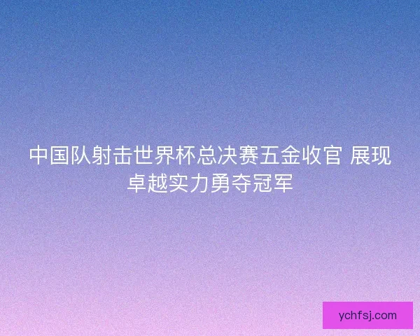 中国队射击世界杯总决赛五金收官 展现卓越实力勇夺冠军